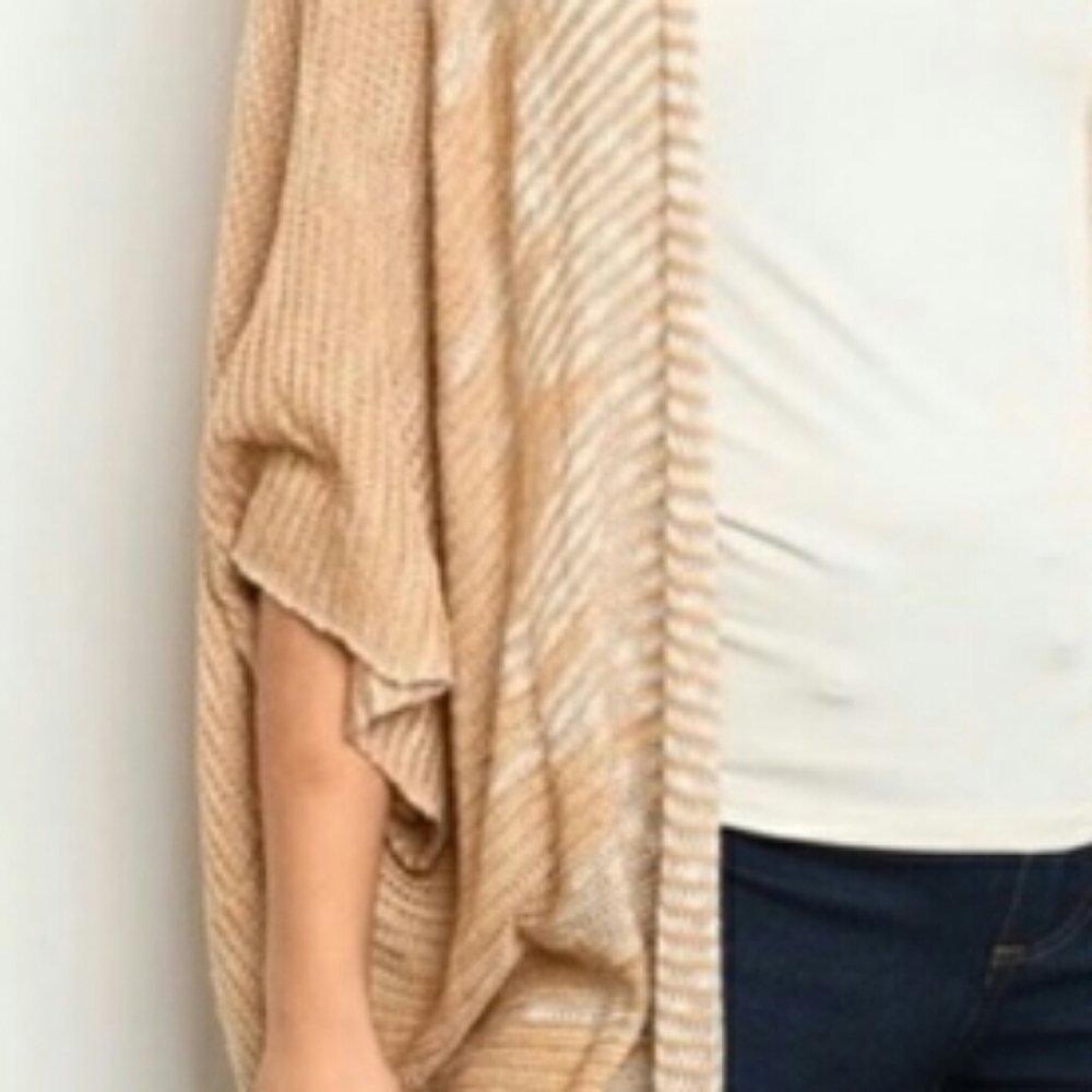 White/Tan Fringed Shrug/ Cardigan - Picture 5 of 6